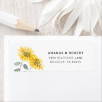 Watercolor Sunflower Botanical Return Address