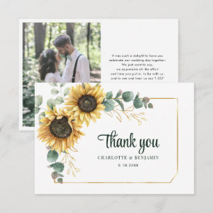 Watercolor Sunflower Botanical Wedding Thank You Card