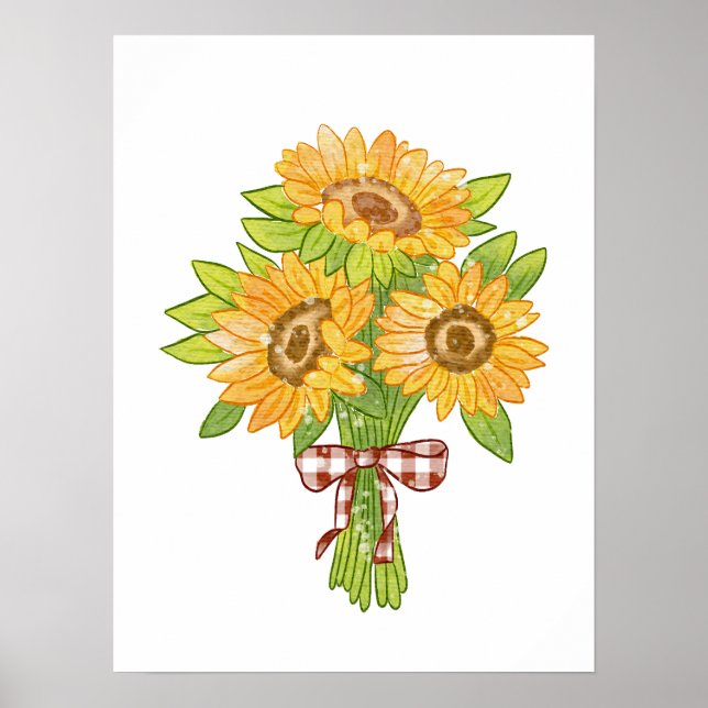 Watercolor Sunflower Bouquet  Poster (Front)