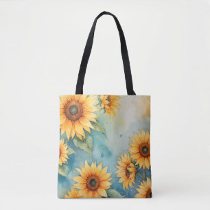 Watercolor Sunflower Breeze Tote Bag