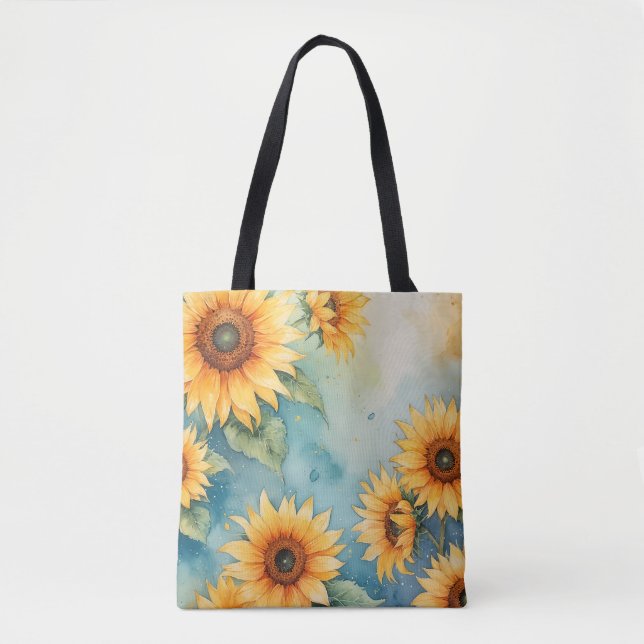 Watercolor Sunflower Breeze Tote Bag (Front)