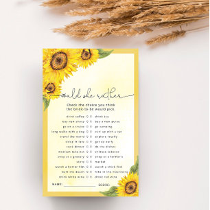 Watercolor sunflower bridal shower game