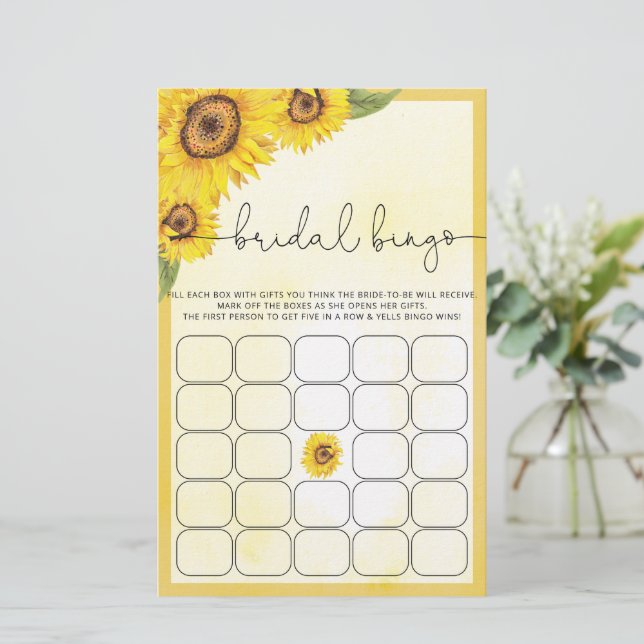 Watercolor sunflower bridal shower game (Standing Front)