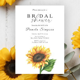 Watercolor Sunflower Bridal Shower  Invitation
