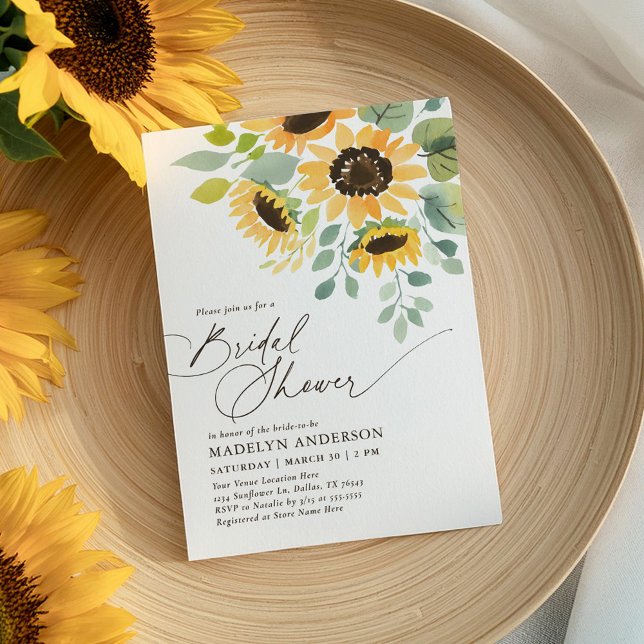 Watercolor Sunflower Bridal Shower Invitation (Creator Uploaded)