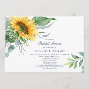 Watercolor Sunflower Bridal Shower Invitation