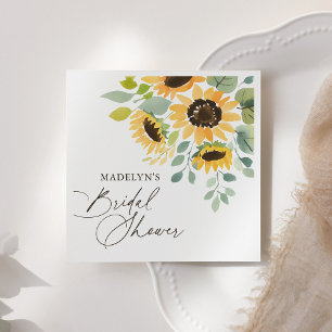 Watercolor Sunflower Bridal Shower Napkin