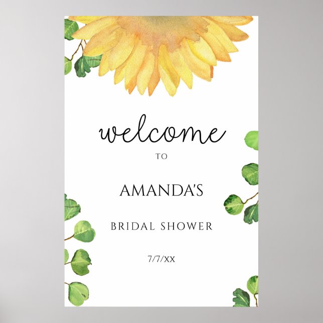 Watercolor Sunflower bridal shower Poster (Front)