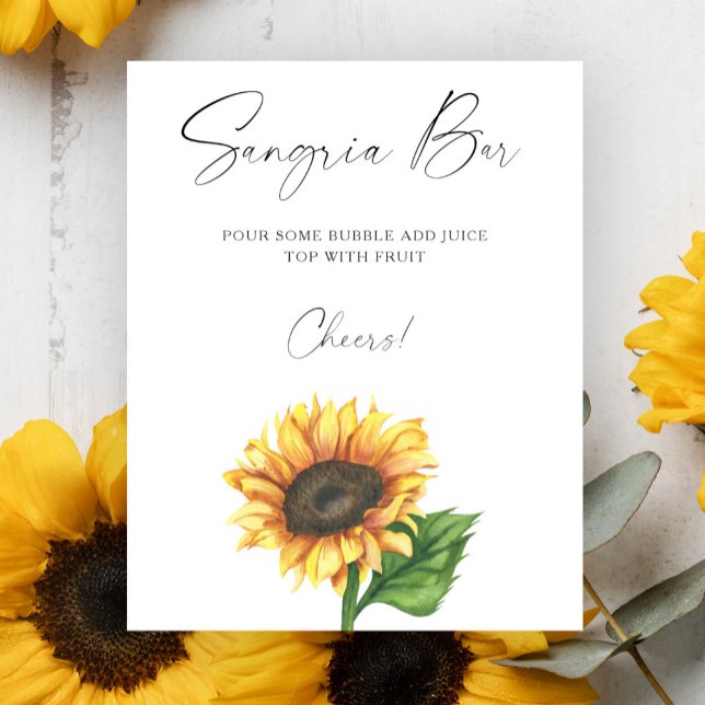 Watercolor sunflower Bridal shower sangria bar Poster (Creator Uploaded)