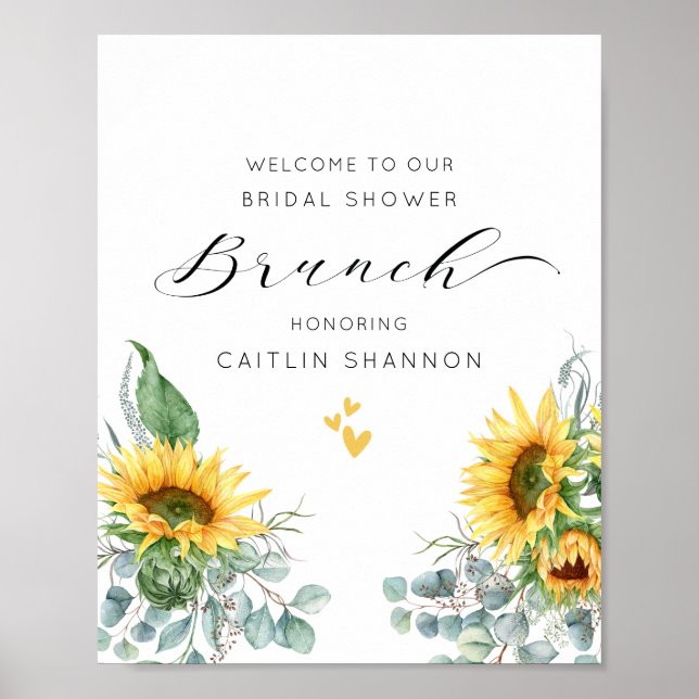 Watercolor Sunflower Bridal Shower Welcome Sign (Front)