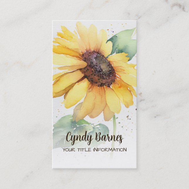 Watercolor Sunflower Business Card (Front)