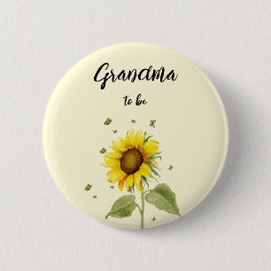 Watercolor Sunflower & Butterflies Grandma-to-be 6 Cm Round Badge