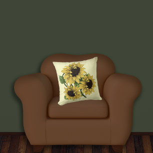 Watercolor Sunflower by MCFUL Pillows - Reversible