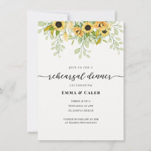 Watercolor Sunflower Cascade Rehearsal Dinner  Invitation