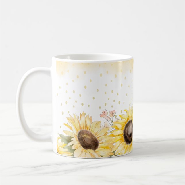 Watercolor Sunflower Coffee Mug (Left)