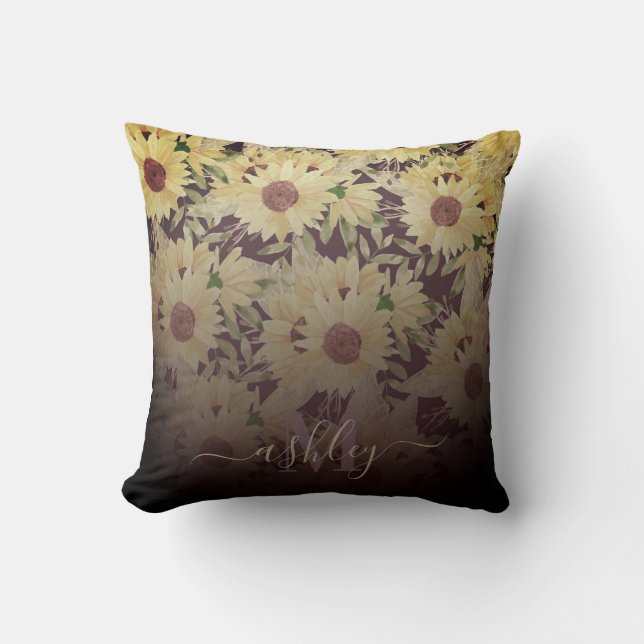 Watercolor Sunflower Cushion (Front)