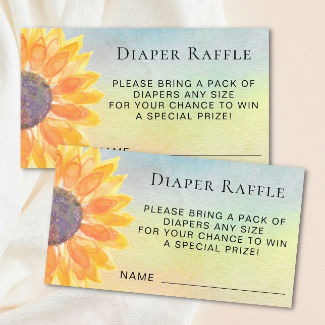 Watercolor Sunflower Diaper Raffle Baby Shower Enclosure Card (Creator Uploaded)