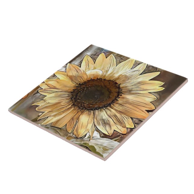 Watercolor Sunflower Elegant Collection Tile (Side)