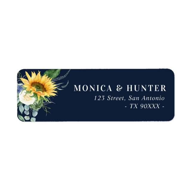 watercolor sunflower eucalyptus address (Front)