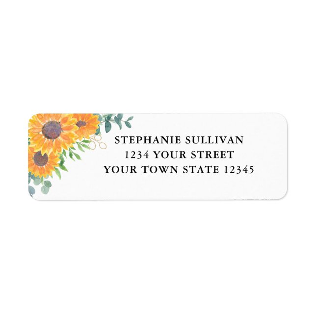 Watercolor Sunflower Eucalyptus Address (Front)