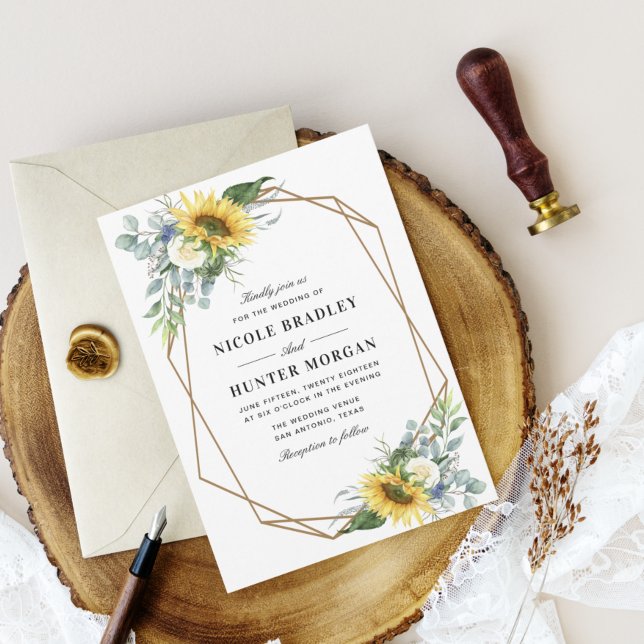 watercolor sunflower eucalyptus bridal shower invitation (Creator Uploaded)