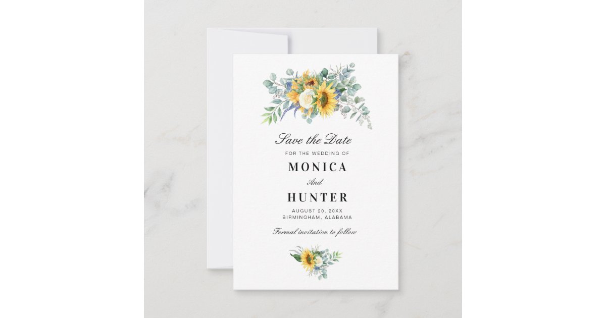 Download watercolor sunflower eucalyptus save the date card ...