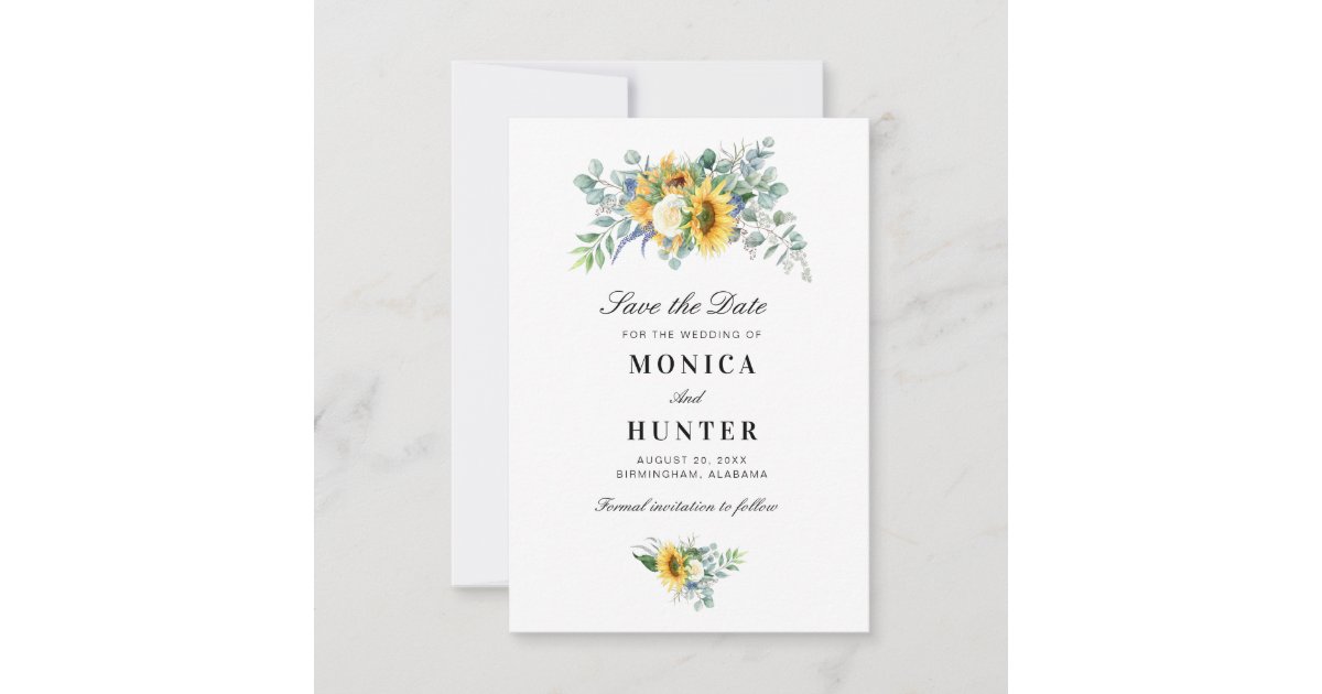 Download watercolor sunflower eucalyptus save the date card ...