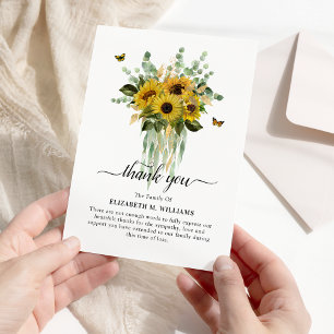 Watercolor Sunflower & Eucalyptus Symapthy Thank You Card