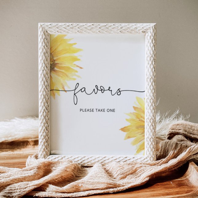 Watercolor sunflower favors please take one poster (Creator Uploaded)