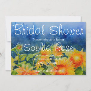 Watercolor sunflower fields bridal shower invitation