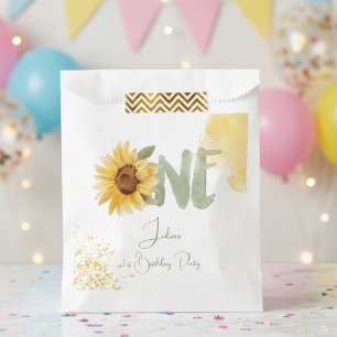 Watercolor sunflower first Birthday Favour Bags