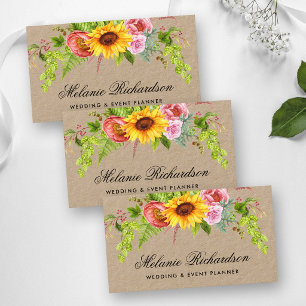 Watercolor Sunflower Floral Kraft Business Card
