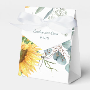 Watercolor Sunflower Floral Personalised Wedding Favour Box