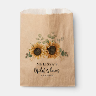 Watercolor Sunflower Floral Script Bridal Shower Favour Bags