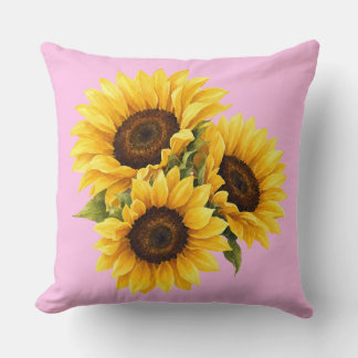 Watercolor Sunflower Floral Throw Pillow Cover