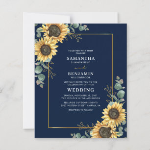 Watercolor Sunflower Floral Wedding Invitation