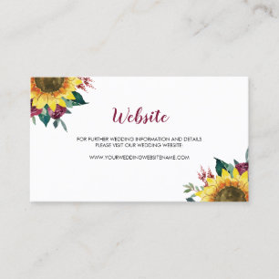 Watercolor Sunflower Floral Wedding Website Card