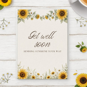 Watercolor Sunflower Get Well Soon Card