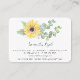 Watercolor Sunflower Green Eucalyptus Business Enclosure Card