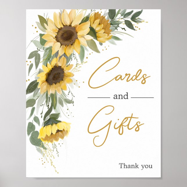 Watercolor Sunflower Greenery Cards and Gifts  Poster (Front)
