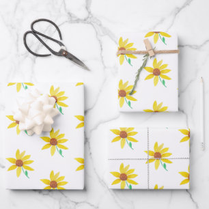 Watercolor Sunflower Hand Painted Pretty Pattern Wrapping Paper Sheet