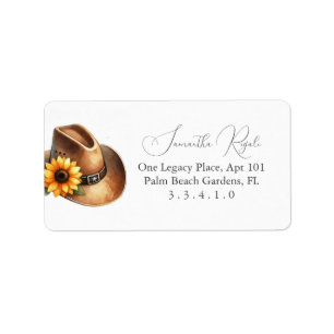 Watercolor Sunflower Hat Return Address Label