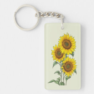Watercolor Sunflower  Key Ring