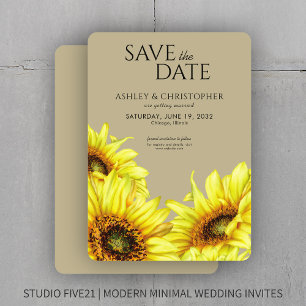 Watercolor Sunflower Khaki Wedding Shower Save The Date