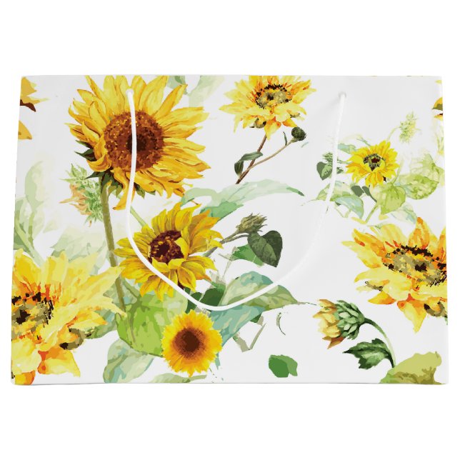 Watercolor Sunflower Large Gift Bag (Front)