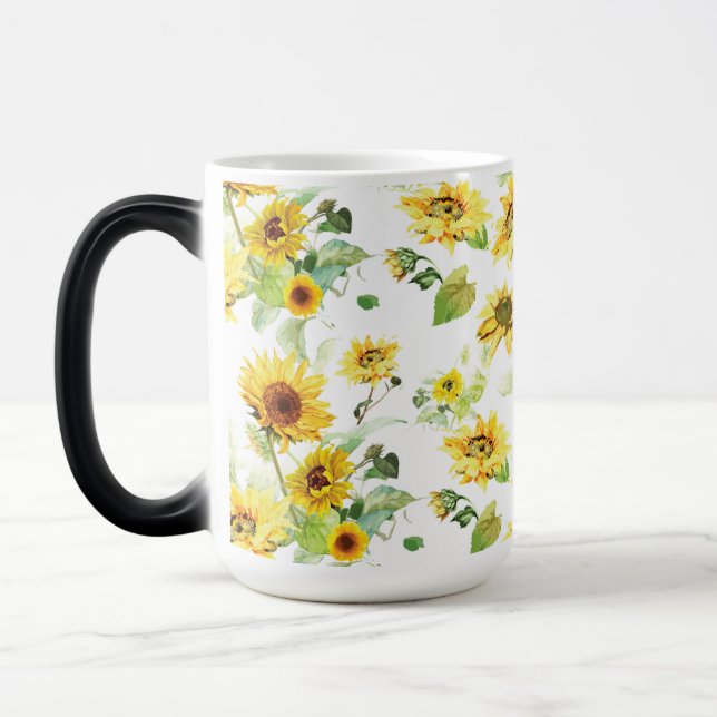 Watercolor Sunflower Magic Mug (Left)