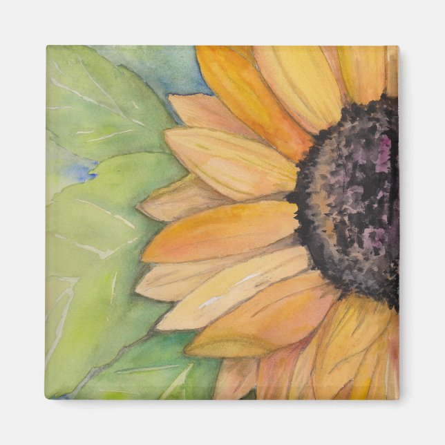 Watercolor Sunflower Magnet (Front)
