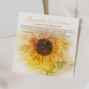 Watercolor Sunflower Memorial Favour Seed Packet Envelope