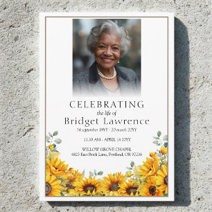 Watercolor Sunflower Memorial Service Funeral Programme