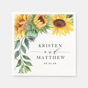 Watercolor Sunflower Modern Floral Napkin